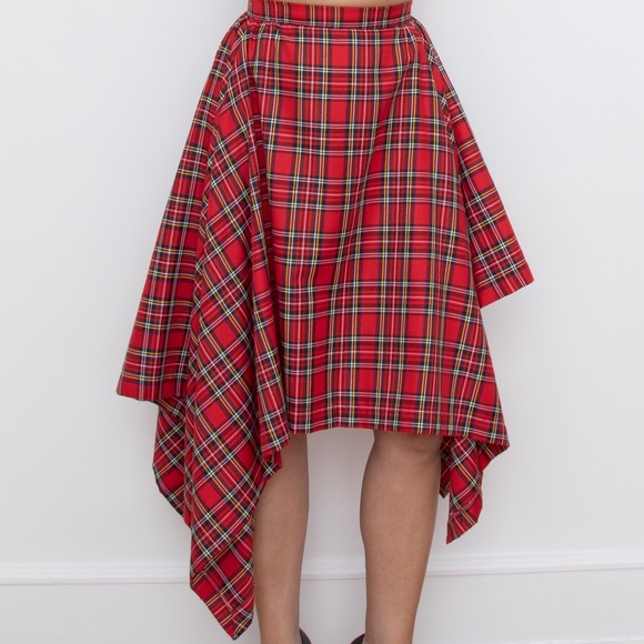 Red tartan tailored 2 piece skirt suit Vivienne Westwood style - Picture 5 of 6